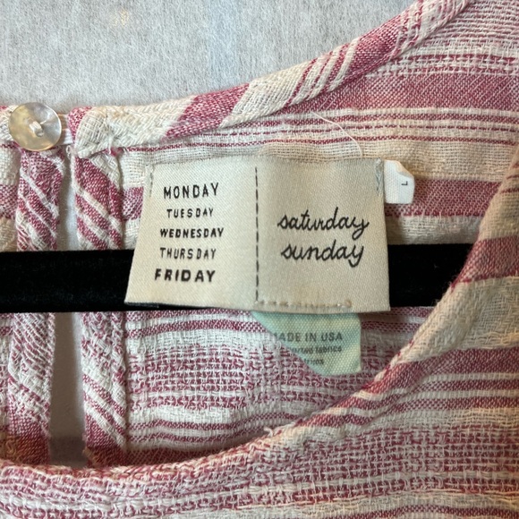 Anthropologie Saturday Sunday pink and cream striped cropped tank top - Picture 2 of 4